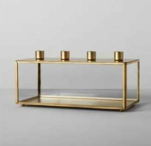 Portavelas Votivo Rectangular Hecho a Mano de Vidrio y Metal para Decoración de Mesa de Boda y Regalo de Decoración del Hogar - Product Image 1