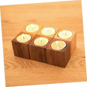 2pcs Table Top Decor Wooden Candlestick Holders Home Decoration Candle Stand <b>Tealight</b> Stand Practical Candlestick Decorate Small - Product Image 4