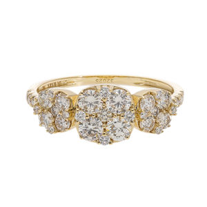 Luxueuse bague en diamant multi-grappes en or 14 carats Trio de diamants naturels brillants bande accentuée d'une élégance luxueuse - Product Image 1