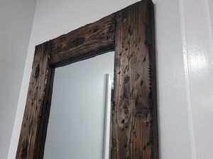 MODERNE EN BOIS MASSIF Cadre de miroir mural décoratif de luxe Style rustique Écologique Fait à la main pour la décoration de Noël Décoration de la maison Naturel Décontracté - Product Image 4