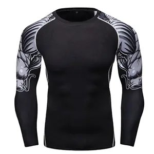 Nieuwe Compressie Slijtage Afdrukken Aangepaste Rash Guard Lage Prijs Hoge Kwaliteit Rash Guard Voor Mannen