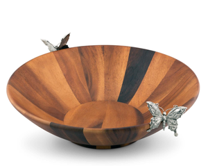 Bol à fruits en bois rond fait main en laiton AK avec 2 beaux bol tendance papillon pour ustensiles de cuisine/vaisselle - Product Image 3