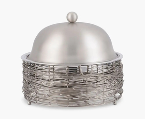 Marmite contemporaine plaquée argent avec fil métallique, parfaite pour la restauration de mariage décorative et les buffets d'hôtel - Product Image 1