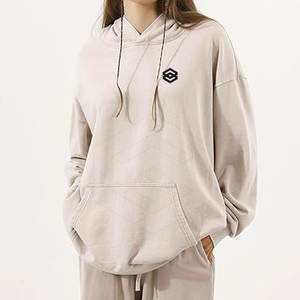 เสื้อฮู้ดโอเวอร์ไซส์สำหรับผู้ชายผ้าฝ้าย100% โอเวอร์ไซส์แบบเรียบออกแบบได้ตามต้องการดีไซน์ใหม่ - Product Image 4