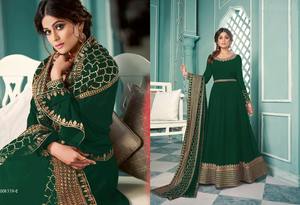 Conjunto de vestido de Georgette indio y pakistaní y Dupatta con trabajo bordado Traje de fiesta de costura completa Pishwas Anarkali para mujer - Product Image 3