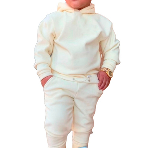 Survêtements en polaire imprimés avec logo personnalisé pour garçons ensembles de sweats à capuche d'hiver pour petits enfants avec motif solide col à capuche - Product Image 1