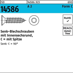 Tornillos autorroscantes de cabeza avellanada ISO 14586 ISR Punta 2.9x9.5mm C T10 A2 1000 piezas - Product Image 1