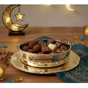 Cuenco de chocolate de acero con aspecto árabe, cuenco dulce decorativo con acabado dorado, cuenco de chocolate nuevo de diseñador de tamaño personalizado - Product Image 1