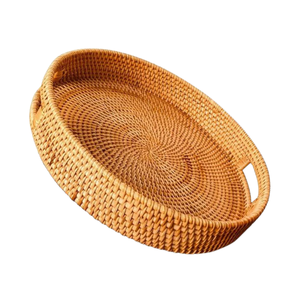 ผลิตภัณฑ์ชั้นนำที่ให้บริการอย่างมีสไตล์: ถาดหวายแบบชนบทและแบบทอมือสำหรับอาหารและของตกแต่งบ้าน - Product Image 1