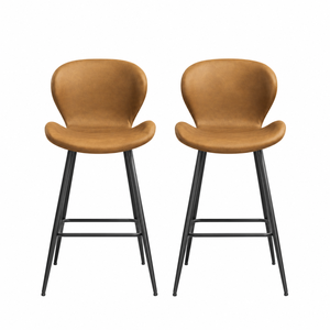 Lot de 2 tabourets de bar modernes en cuir PU avec base en métal, chaises hautes industrielles pour bar à domicile - Product Image 2