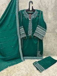 Costume 3 pièces brodé pour femmes, costume élégant du pakistan, de haute qualité pour pelouse, chemise Dupatta pantalon - Product Image 4