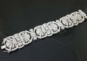 สร้อยข้อมือเทนนิสลายถักสำหรับผู้หญิง | เครื่องประดับวินเทจสีขาว14K เงินสเตอร์ลิง925 | เครื่องประดับ adastra - Product Image 2