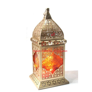 Vela de farol de estilo marroquí dorado moderno al por mayor, Lámpara decorativa de metal, decoración del hogar e iluminación para festivales, diseño Hexagonal - Product Image 5