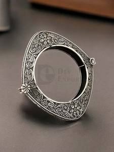 Pure Brass Party Wear <b>Silver</b> Look <b>Bangle</b> Free Size Openable Oxidized <b>Bracelet</b> Adjustable Handmade Bulk Product - Product Image 4