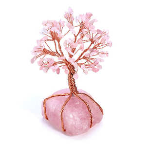Árbol de Gemas de Cuarzo Rosa Tallado a Mano, Figura de Feng Shui de Amor de la India, 5-6 Pulgadas, Decoración para el Hogar y la Oficina, Energía - Product Image 3