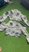 Chaqueta vaquera corta con botones, estilo Y2K vintage, a rayas, patchwork, transpirable y ecológica, para invierno, venta al por mayor, personalizada