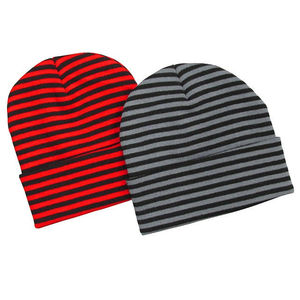 Bonnet en tricot rayé unisexe 100 % acrylique, couleurs personnalisables, collection automne-hiver 2026, idéal pour l'extérieur, tendance et économique - Product Image 2