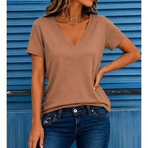 Chemisier en viscose à manches courtes et col en V pour femme, 35462 - Rose - Product Image 3
