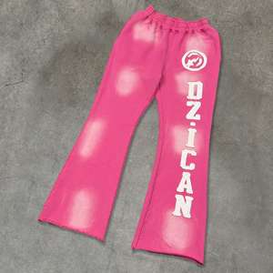 Joggers vintage amples en coton épais brodé, coupe évasée, en molleton français premium, effet délavé, avec dentelle et perles - Product Image 5