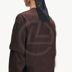 เสื้อเชิ้ตผ้าฝ้ายสองชั้นชายสไตล์สตรีทพร้อมไหล่ตกและทรงโอเวอร์ไซส์ - Product Image 4