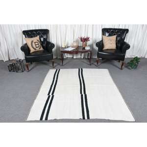 Alfombra Vintage, Alfombra Turca de 5.2x5.5 pies, Alfombra de Lana Blanca Ombré - Product Image 2