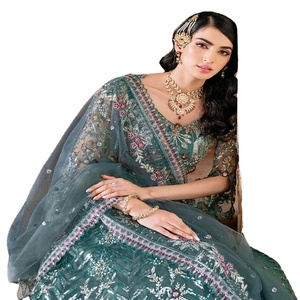 Ramsha 2nd Edition Costumes de mariage brodés lourds 3 pièces pour femmes Style indien et pakistanais mousseline de soie pour tenue de fête - Product Image 1