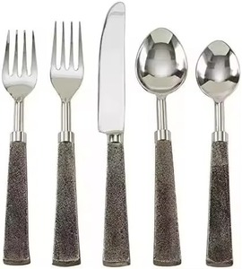 Ensemble de couverts en acier inoxydable avec poignée en bois, style luxueux, cadeau de vaisselle - Product Image 5