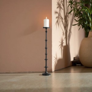 Black Metal and Aluminium Pillar <b>Candle</b> Holder <b>Tall</b> Decorative Taper Stand for Home and Office stand of Office home decor - Product Image 1