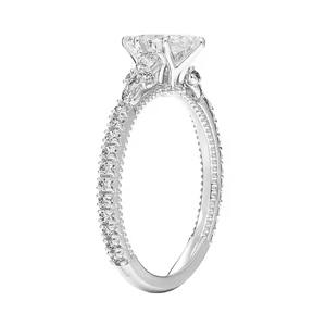 18K oro Marquesa forma anillo de bodas Moissanite solitario anillo de compromiso para las mujeres - Product Image 6