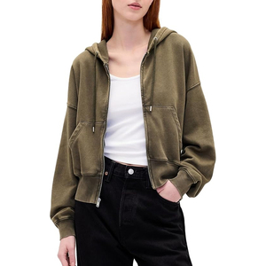 Venta al por mayor de lavado ácido cremallera sudaderas con capucha de los hombres de moda Streetwear Zip Up chaquetas con capucha logotipo personalizado Premium OEM precio de proveedor a granel - Product Image 1