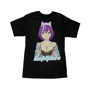 Camiseta Mishka Seducer Negra, 100% Algodón Jersey, Transpirable, Elegante, Corte Holgado, Ajuste Delgado, Talla Grande, Decoraciones con Letras de Diamantes, XS XXS - Product Image 1