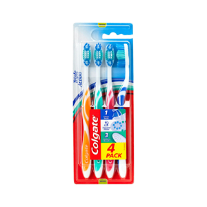 Brosse à dents triple action avec poils en nylon doux, caractéristique naturelle pour un nettoyage en profondeur des dents, des gencives et de la langue, manche en plastique, usage domestique - Product Image 1