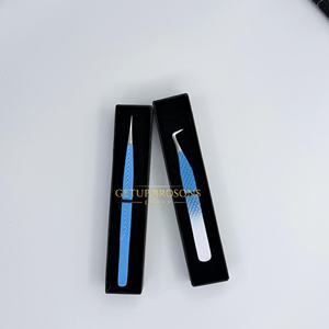 Pinzas para Extensión de Pestañas de Acero Inoxidable, Pinzas de Aislamiento con Punta de Fibra 90, Recubrimiento en Polvo Blanco y Azul, Herramienta Profesional para Pestañas - Product Image 4