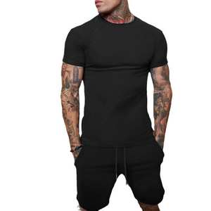 Short personnalisé 2 pièces Shorts hommes ensemble t-shirt été coton Jogging Sportswear Gym survêtement hommes T-shirt et short ensemble - Product Image 5