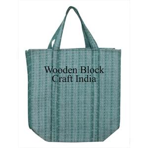 Indian Handmade <b>Vintage</b> Fashion Cotton Quilted Floral Printed Block <b>Tote</b> <b>Bag</b> with Two Open Straps for Women Travel & Shopping - Product Image 1