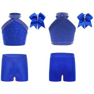 Tenue de danse et de patinage artistique pour filles de 6 à 16 ans, avec short et bandeau à nœud pour compétition de gymnastique, spectacle scolaire - Product Image 2