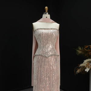 Robe de soirée sirène ajustée Jancember LSZ661 à motif diamanté linéaire scintillant et perles lourdes - Product Image 4