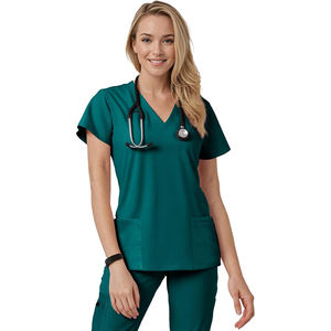 Elegante Unisex Hospital Scrubs Logotipo personalizado Uniforme médico Conjunto con pantalones Jogger Cómodo Enfermera Doctor Scrub Suit - Product Image 1