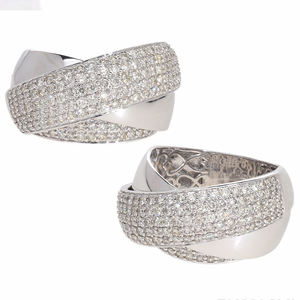 แหวนครอสโอเวอร์ประดับเพชรแบบกว้างสีทองคำขาว14K พร้อมเพชรทรงกลมแบบหลายแถวดีไซน์แบบไขว้ - Product Image 2