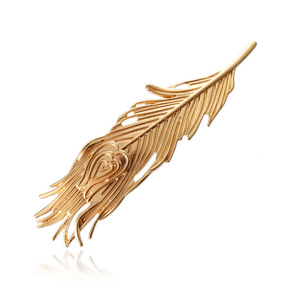 Barrettes à <span class=keywords><strong>cheveux</strong></span> tendance en forme de <span class=keywords><strong>plume</strong></span>, bijoux fantaisie, accessoires pour femmes, pinces à <span class=keywords><strong>cheveux</strong></span> en métal doré pour adultes - Product Image 1
