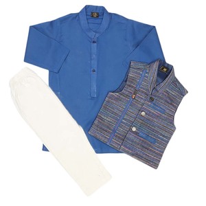 Traje Shalwar con Chaleco para Niños - Azul Rey - Product Image 4