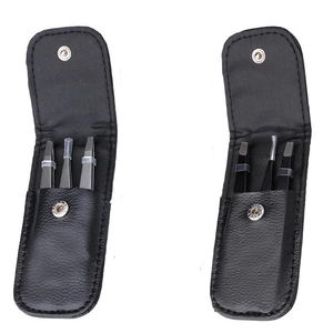 Juego de pinzas para cejas con estuche de viaje de cuero PU de primera calidad-Kit profesional de acero inoxidable y pinzas altas para cejas - Product Image 2