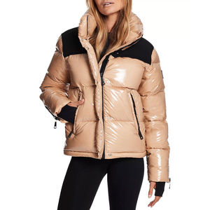 Chaqueta acolchada de algodón de talla XL para mujer, acolchada a prueba de viento para otoño, tela estampada de colores sólidos, ropa de calle a prueba de viento - Product Image 1