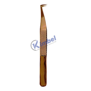 แหนบถอนขนตาแบบโค้งสีโรสโกลด์ปลายเส้นใยสแตนเลสสำหรับการต่อขนตา - Product Image 4