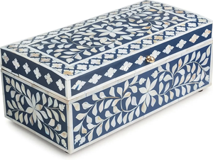 Caja de Incrustaciones de Hueso y Madera, Diseño de Araña Azul Marino, Caja de Joyería con Incrustaciones de Hueso y Caja Cuadrada con Incrustaciones de Hueso - Product Image 2