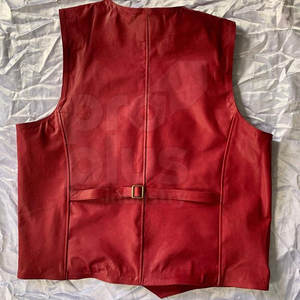 Customized Breathable V-Neck <b>Sleeveless</b> Winter Cowhide Leather <b>Vest</b> for <b>Men</b> OEM Service - Product Image 2