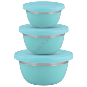 Aldi Premium Eco-Friendly Tazón de acero inoxidable Sky Blue Tapa de plástico Vajilla doméstica sostenible para almacenamiento a granel - Product Image 6