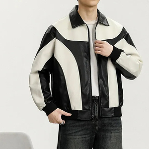 Wholesale Custom Leather Winter <b>Jacket</b> for Men Stand Collar High Quality Breathable Windproof Outdoor Warm Vintage Design - Product Image 2