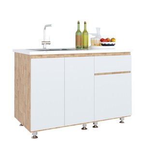 Muebles de Cocina Bajos de Diseño Moderno de 1.2m, Madera de Roble Macizo y MDF, Madera de Caucho TBD68008 - Product Image 1
