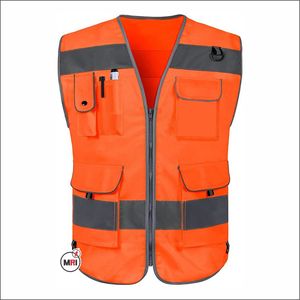 Gilet de sécurité réfléchissant noir personnalisé Logo de l'entreprise avec poches Couleur personnalisée Fluorescent 100% polyester, vestes, vêtements de travail - Product Image 2